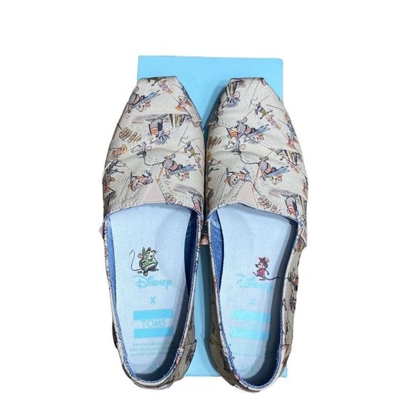 Disney x TOMS Classic Taupe Gus and Jaq Printed Canvas 7.5 Limited Edition RARE - Picture 3 of 9